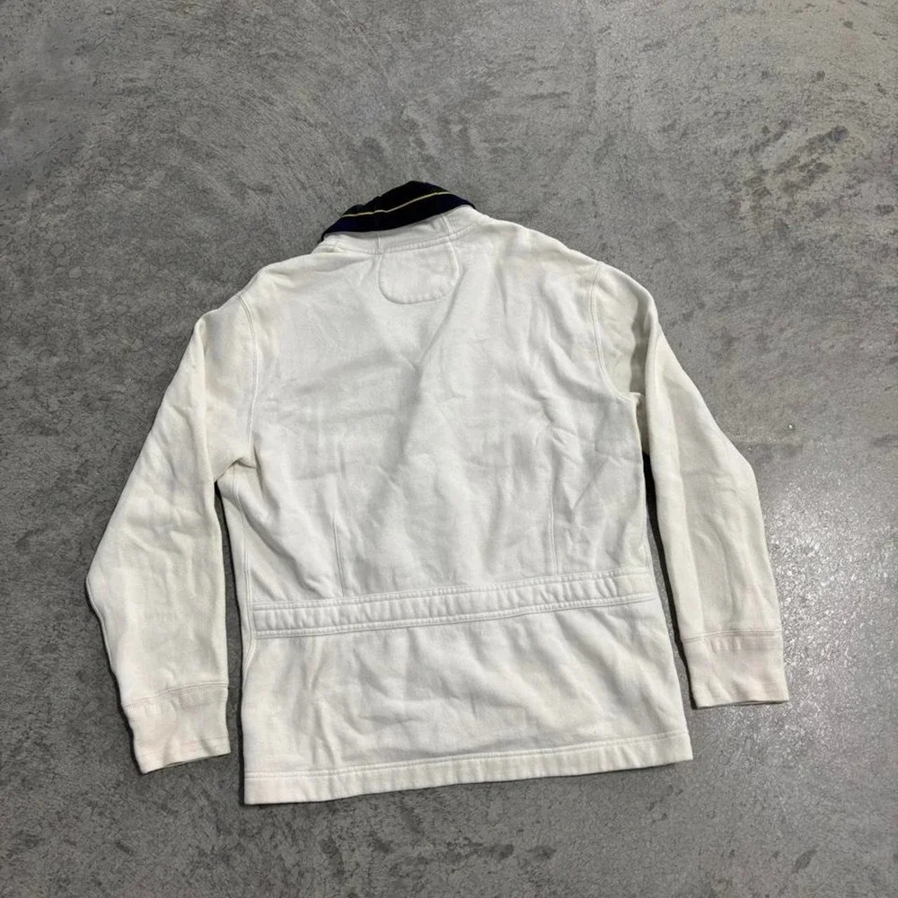 Vintage Polo Ralph Lauren White Shawl Collar Crest Logo Cardigan Men's Large
